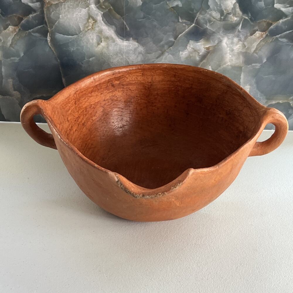 Handmade Terra-cotta Clay Art Pottery Handle Spout Bowl - Picture 3 of 12